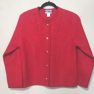 Pendleton Vintage 70's 100% Virgin Wool Red Cardigan Sweater Size Medium